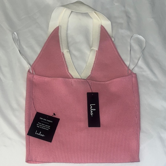 Lulus Ameliah Pink and White Collared Sweater Tank Top - Picture 8 of 13